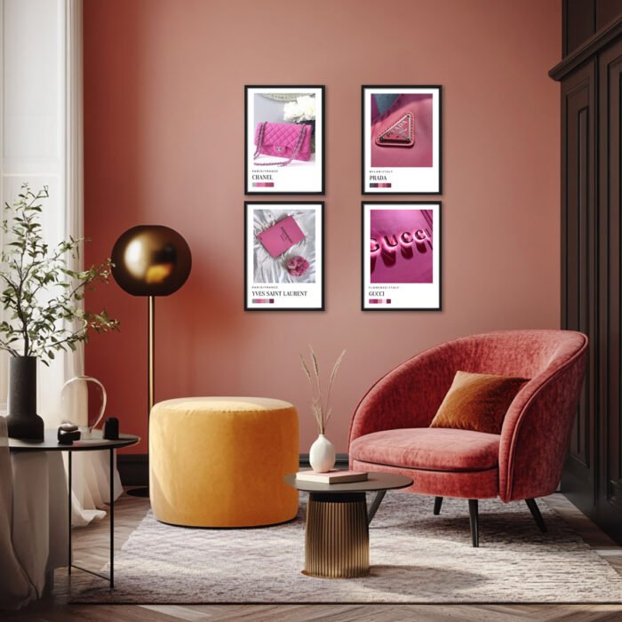 fashion mode magenta wandbilder 4er set bilder premium poster wanddekoration