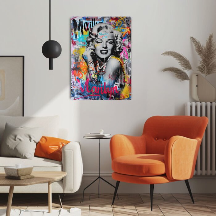 marilyn im graffiti look leinwandbild wohnzimmer schlafzimmer wanddeko büro