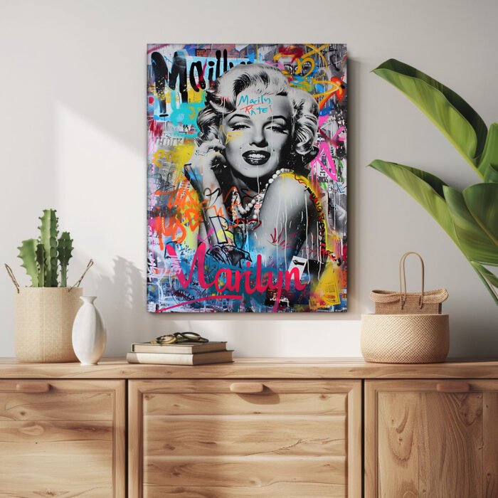 marilyn im graffiti look leinwandbild wohnzimmer schlafzimmer wanddeko büro