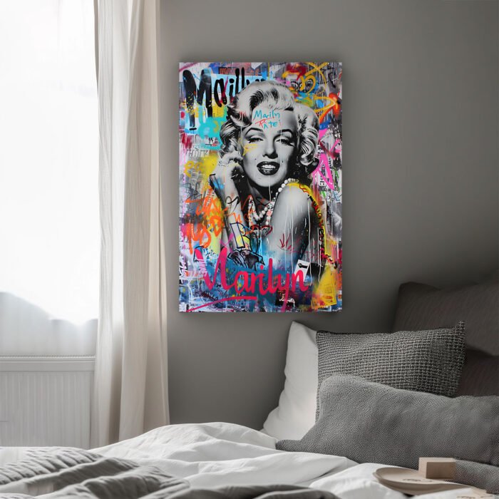 marilyn im graffiti look leinwandbild wohnzimmer schlafzimmer wanddeko büro