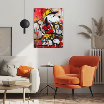 abstraktes snoopy peanuts leinwandbild wohnzimmer schlafzimmer wanddeko büro