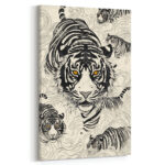 tiger im fluss der zeit abstraktes leinwandbild wohnzimmer schlafzimmer wanddeko büro