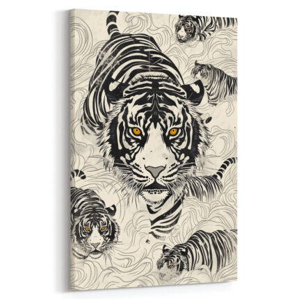 tiger im fluss der zeit abstraktes leinwandbild wohnzimmer schlafzimmer wanddeko büro