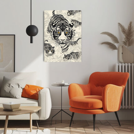tiger im fluss der zeit abstraktes leinwandbild wohnzimmer schlafzimmer wanddeko büro