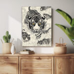 tiger im fluss der zeit abstraktes leinwandbild wohnzimmer schlafzimmer wanddeko büro