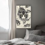 tiger im fluss der zeit abstraktes leinwandbild wohnzimmer schlafzimmer wanddeko büro