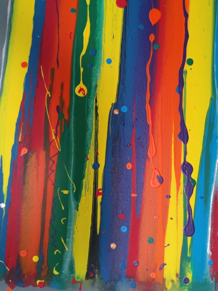 regenbogenregen abstrakt handgemalt leinwandbild original kunst unikat