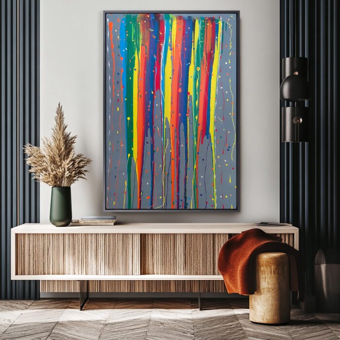 regenbogenregen abstrakt handgemalt leinwandbild original kunst unikat