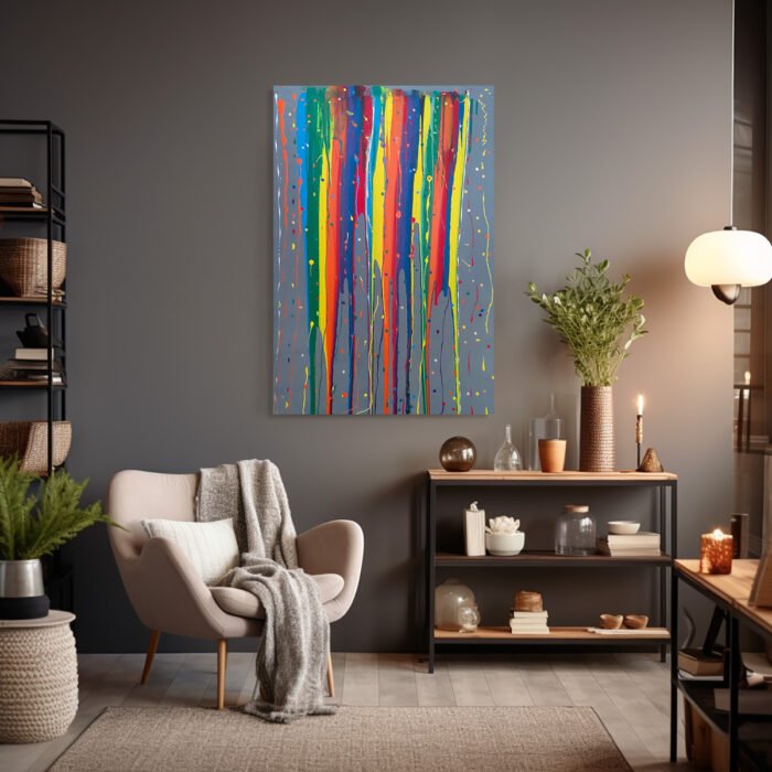 regenbogenregen abstrakt handgemalt leinwandbild original kunst unikat