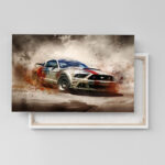 Car Canvas Framed Wall Art Sports Car in Action as Modern Picture Wall Decoration