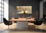 goldene baum blüten der natur elegantes wandbild auf leinwand