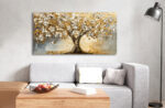 goldene baum blüten der natur elegantes wandbild auf leinwand
