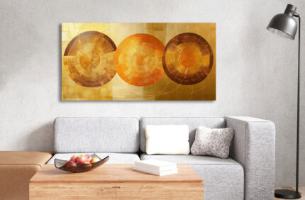 strahlende abstrakte kunst drei kreisförmige designs auf leinwand