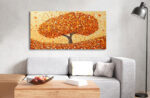 lebendiges herbstbaum kunstwerk auf großer handgefertigter leinwand
