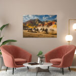 poster frame in living room psd mockup