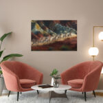 poster frame in living room psd mockup