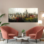 poster frame in living room psd mockup