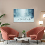 poster frame in living room psd mockup