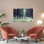 poster frame in living room psd mockup