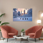 poster frame in living room psd mockup