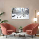 poster frame in living room psd mockup