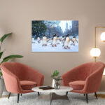 poster frame in living room psd mockup
