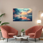poster frame in living room psd mockup