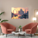 poster frame in living room psd mockup