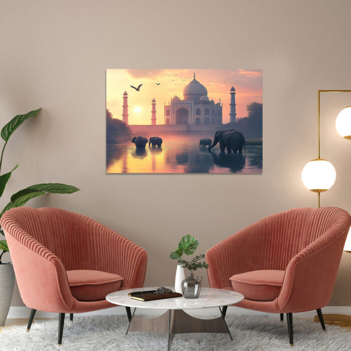 poster frame in living room psd mockup
