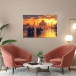 poster frame in living room psd mockup