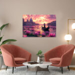 poster frame in living room psd mockup