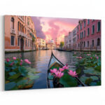 ruhige gondelfahrt durch venedig bei sonnenuntergang