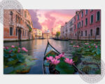 ruhige gondelfahrt durch venedig bei sonnenuntergang