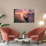 poster frame in living room psd mockup