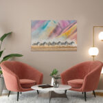 poster frame in living room psd mockup