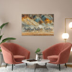poster frame in living room psd mockup