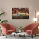 poster frame in living room psd mockup