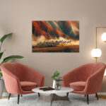 poster frame in living room psd mockup