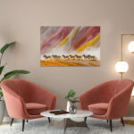 poster frame in living room psd mockup