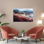 poster frame in living room psd mockup