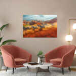 poster frame in living room psd mockup