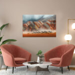 poster frame in living room psd mockup