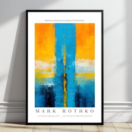 Retro Rothko inspiriertes Poster mit abstrakter Kunst in gelbblauen Farben