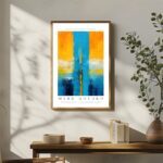 Retro Rothko inspiriertes Poster mit abstrakter Kunst in gelbblauen Farben