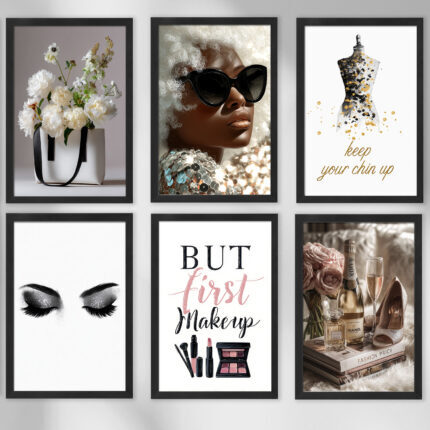 Make Up Fashion Deko Bilder 6er Set Wohnzimmer Schlafzimmer Laden Geschäft Moderne Poster zum Einrahmen