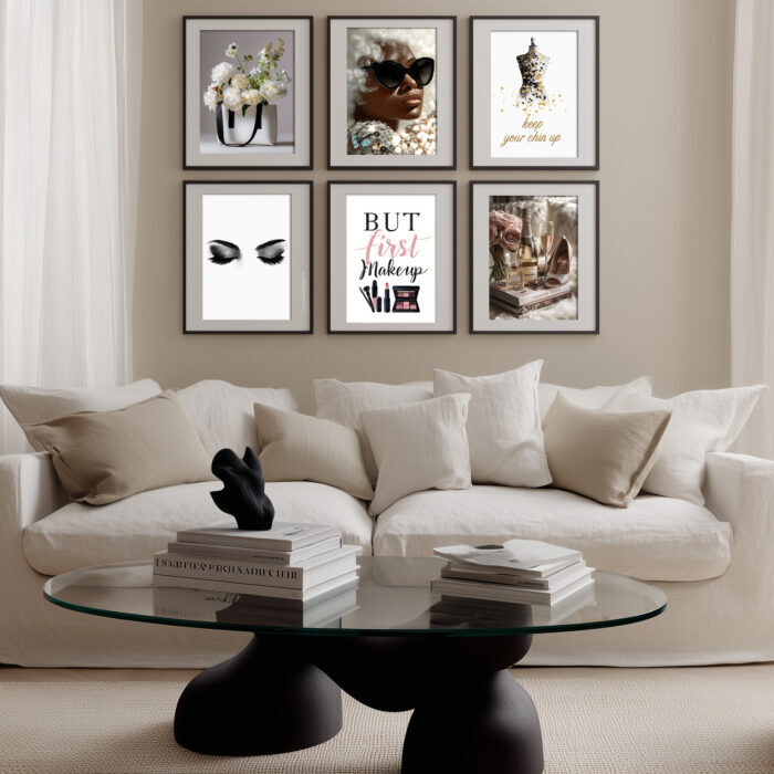 Make Up Fashion Deko Bilder 6er Set Wohnzimmer Schlafzimmer Laden Geschäft Moderne Poster zum Einrahmen