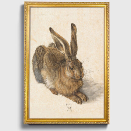 Hare by Albrecht Dürer Wall Art with Frame in Gold Old Master Painting Reproduction Print for Home and Office Decorations
