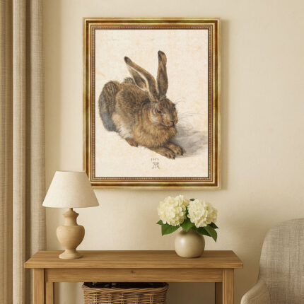 Albrecht Dürer Feldhase Bild mit Rahmen in Gold (Kopie)