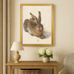 Hare by Albrecht Dürer Wall Art with Frame in Gold Old Master Painting Reproduction Print for Home and Office Decorations