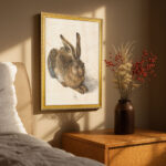 Hare by Albrecht Dürer Wall Art with Frame in Gold Old Master Painting Reproduction Print for Home and Office Decorations